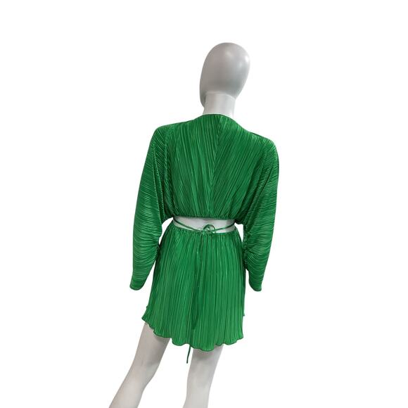Good American 'Plissé' Green Polyester Sculpted Dress Size 0 - Picture 3 of 5